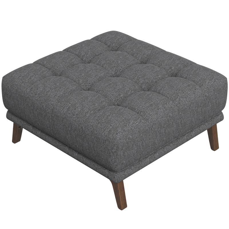 GDFStudio - Addison Modern 37" Square Tufted Linen Upholstered Ottoman