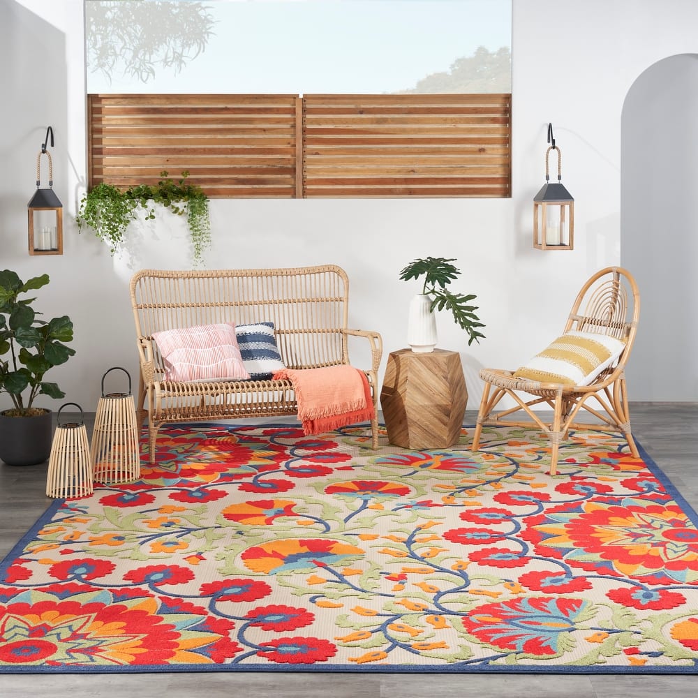 Nourison Aloha Modern Multicolor Floral Botanical Area Rug