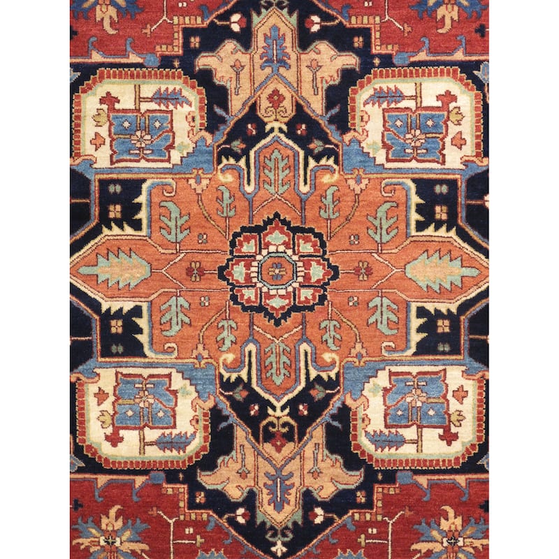 Pasargad Home Serapi Collection Hand-Knotted Rust/Navy Wool Area Rug