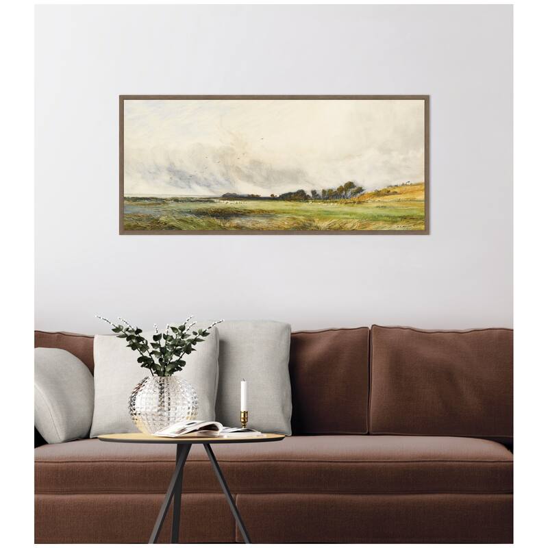 Kate and Laurel Sheep Grazing By The Coast by Henry Andrew Harper by Nostalgia Prints Framed Canvas Wall Art Print