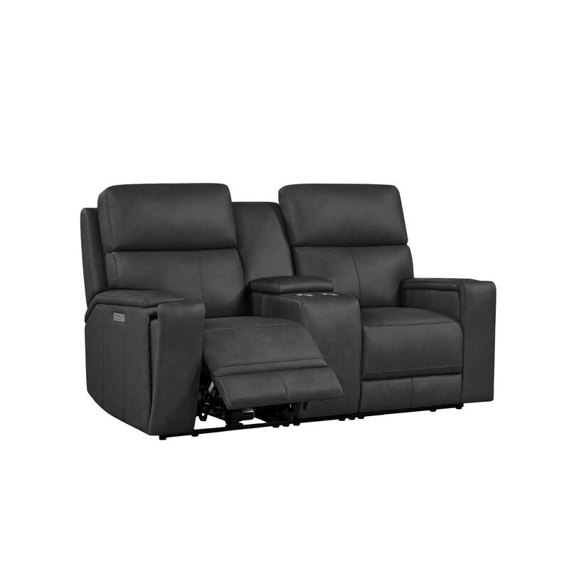 74'' W Top Grain Leather Dual-Power Recliner Loveseat Sofa with Power Headrest, Hidden Cup Holders