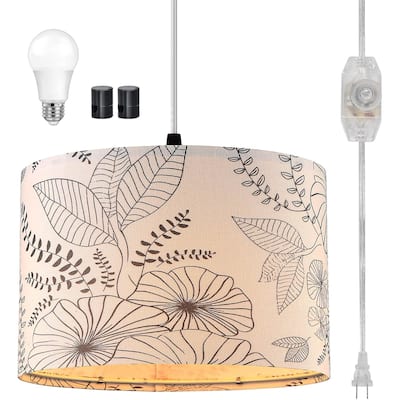 15 ft clear cord hanging light flower pendant light linen fabric kitchen island light