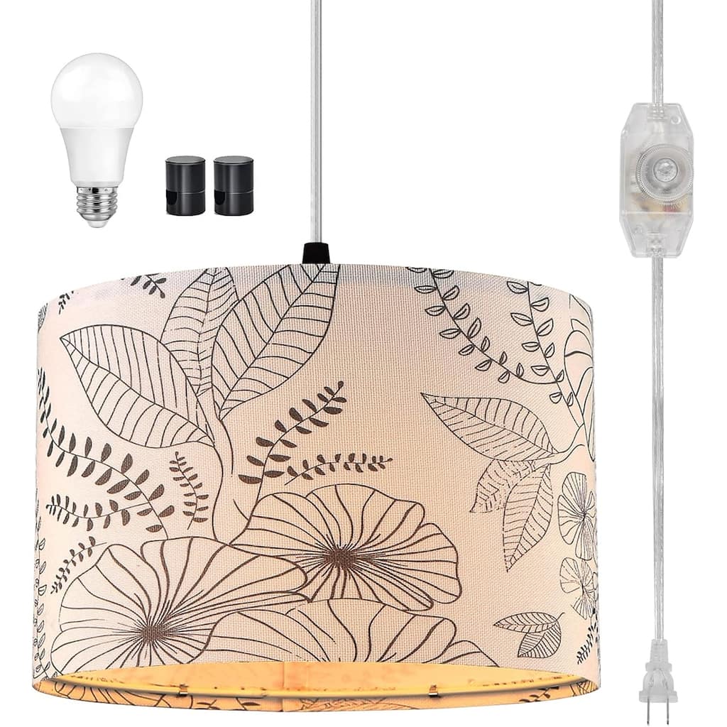 15 ft clear cord hanging light flower pendant light linen fabric kitchen island light