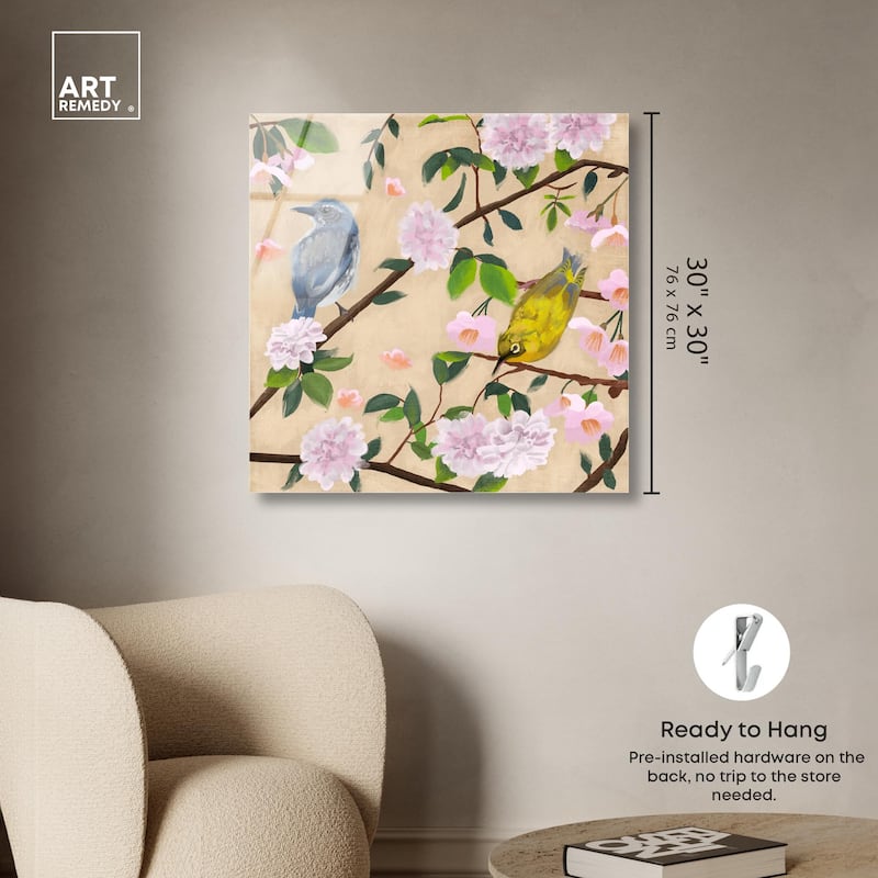Birds Cuddle Acrylic by Art Remedy, Ready to Hang