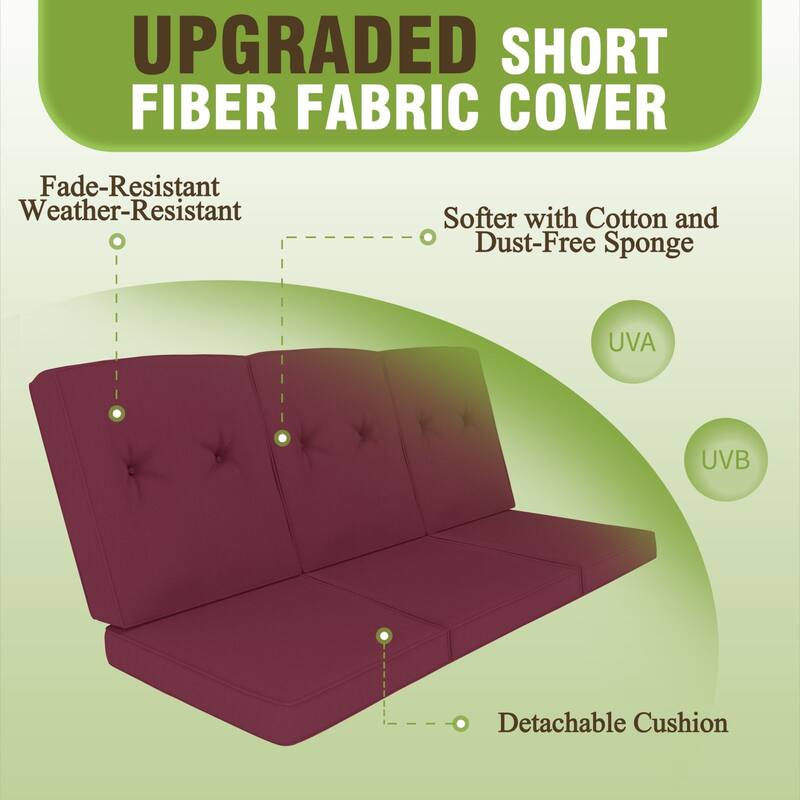 VEIKOUS 3-Seat 2-in-1 Convertible Patio Porch Swing with Adjustable Canopy Swing and Cushion