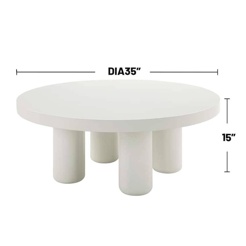 Wooden Coffee Table with Round Top in White