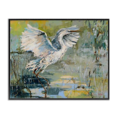 Stupell Radiant Crane at Pond Framed Giclee Art Design By Dusza