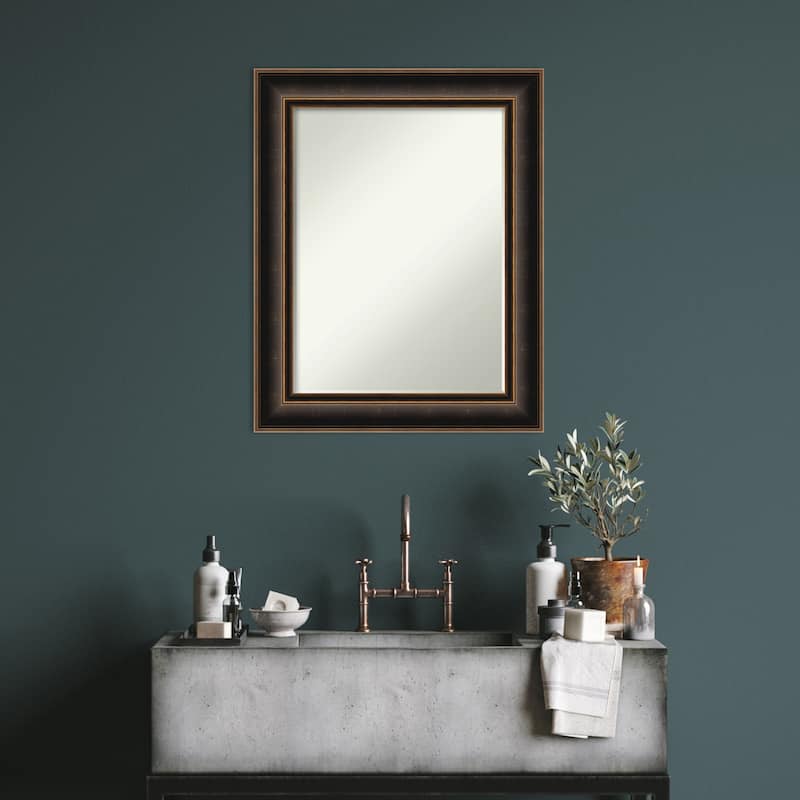 Villa Oil Rubbed Bronze Half-Inch-Beveled Wood Bathroom Wall Mirror - Villa Oil Rubbed Bronze - Glass Size 18x24