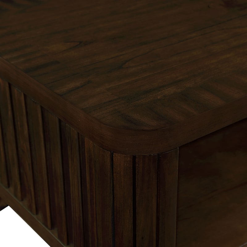 Wooden Coffee with Open Storage Shelves