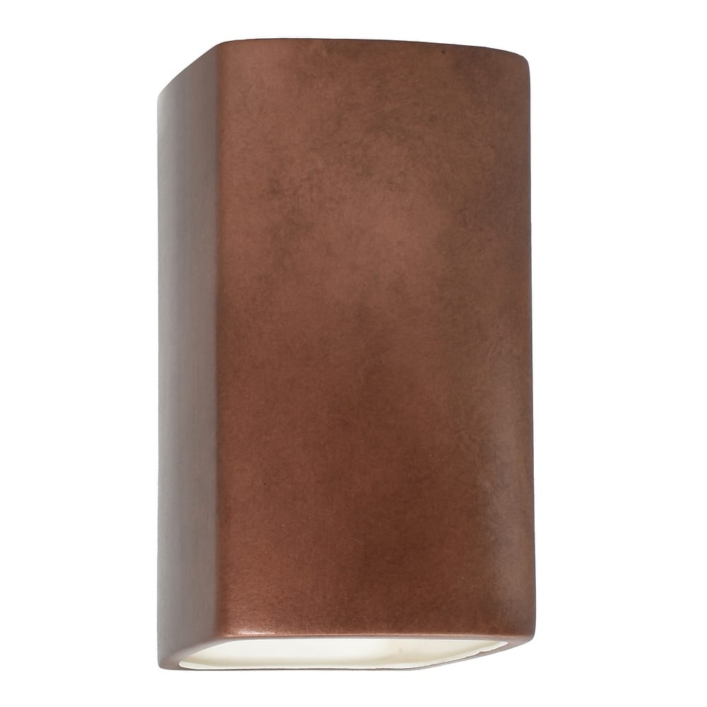 Justice Design Ambiance - Large Rectangle Wall Sconce - Closed Top (Outdoor) - Replaceable Bulb