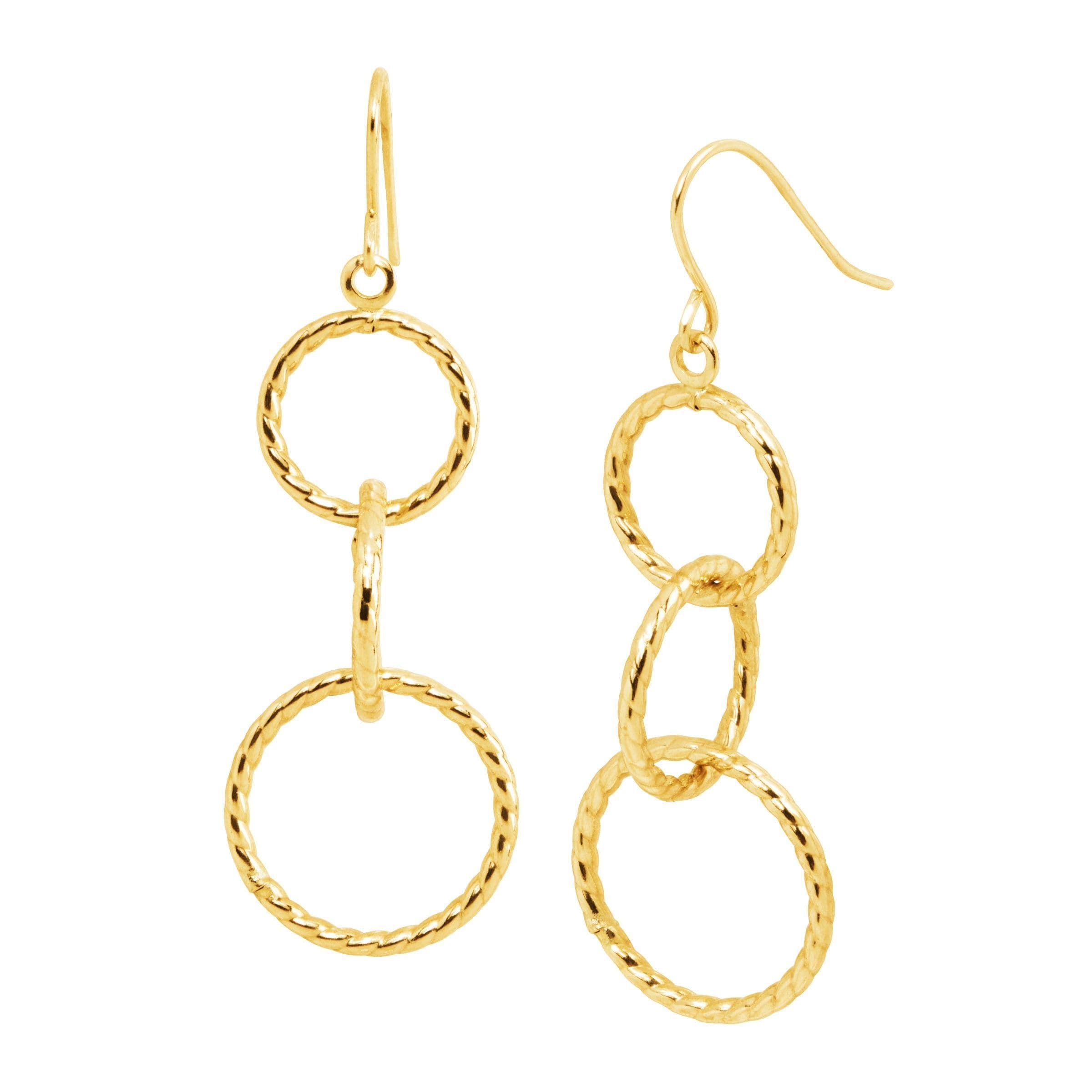 14k Yellow Gold Dangle Circles Earrings 