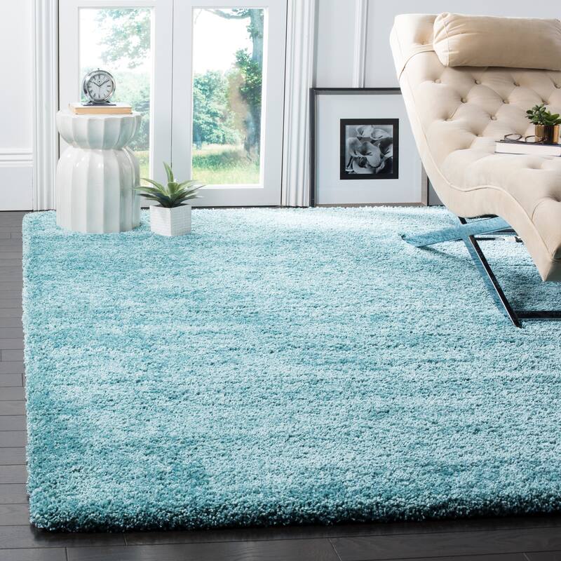 SAFAVIEH Milan Shag Maibritt 2-inch Thick Area Rug - 3' X 3' Square - Aqua Blue