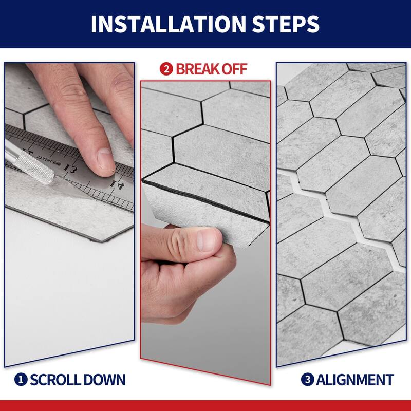 Art3d 10-Sheet Hexagon Tile Peel and Stick Backsplash,12.5X12in