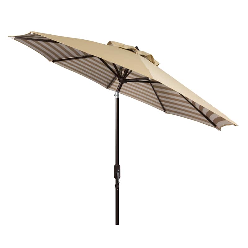 SAFAVIEH Outdoor Serin 11-Foot Round Crank Umbrella - Beige
