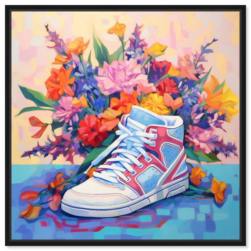 Colorful Sneaker Bouquet II Canvas by Art Remedy - Black - 16" x 16"