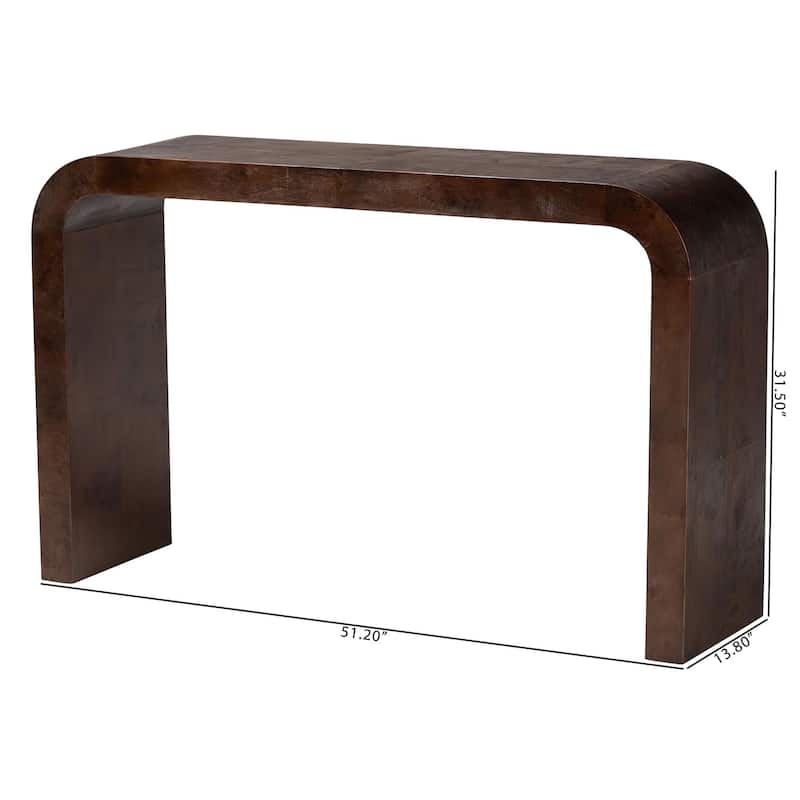 Revelle Real Burl Wood Console Table - Modern Entryway or Sofa Table with Waterfall Design and Minimalist Silhouette