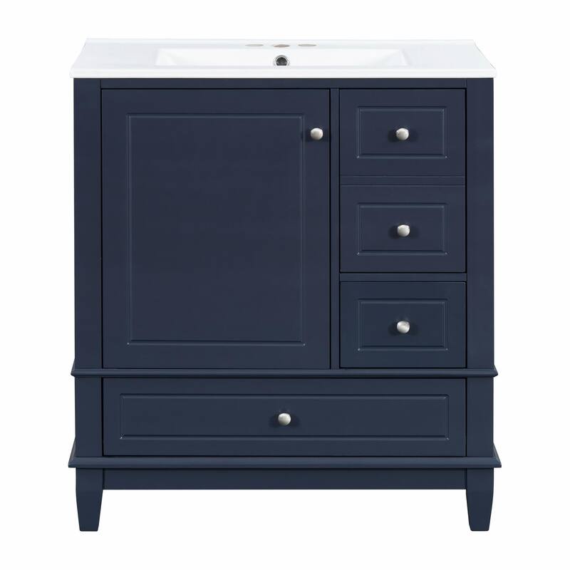 30" Bathroom Vanity with Sink, Soft-Close Door, One Door with Shelf & Three Drawers