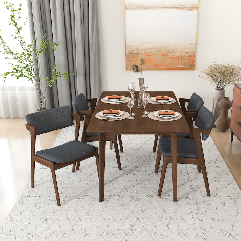 Winsor Mid-Century Style 5 Piece Solid Wood Dining Room Set