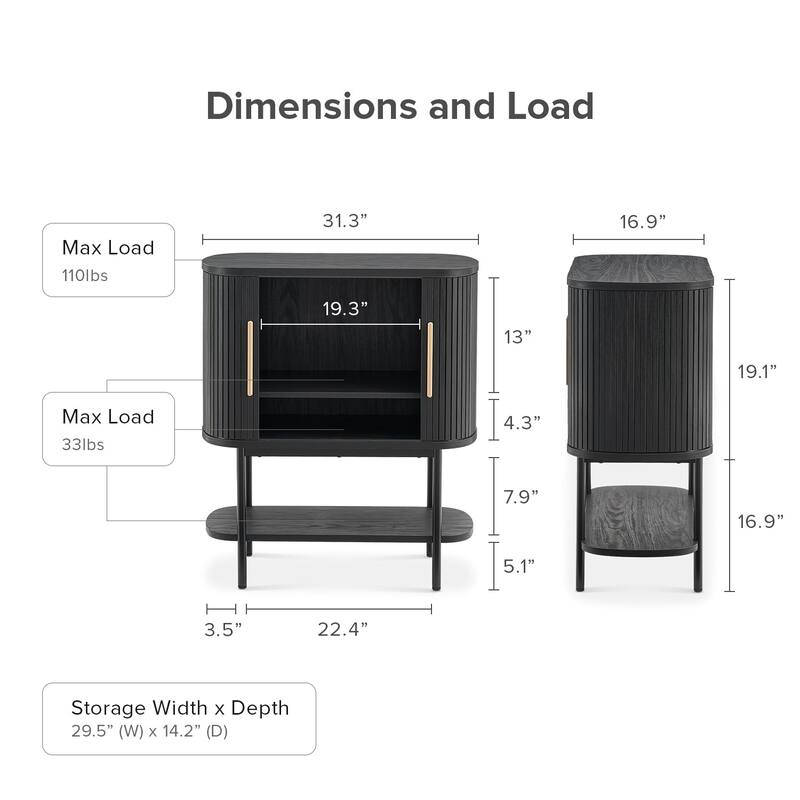 mopio Quin Storage Cabinet, Tambour Fluted Entryway Accent Sofa Tables