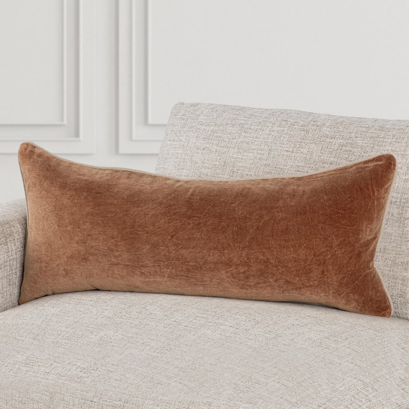 Villa by Classic Home Harriet Velvet Throw Pillow - 16x36 - Hazel Brown