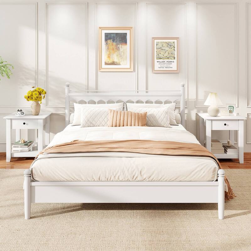 Costway 1/2 PCS Nightstand with Drawer 3-Tier Modern Bedside Table