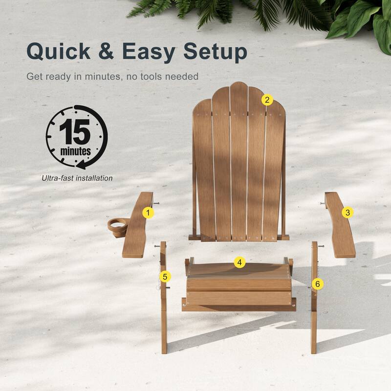 HDPE All-Weather Folding Adirondack Chair with Cup Holder