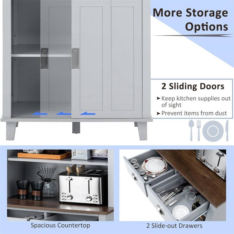 Kitchen Pantry Storage Cabinet - 19"D x 30"W x 67"H