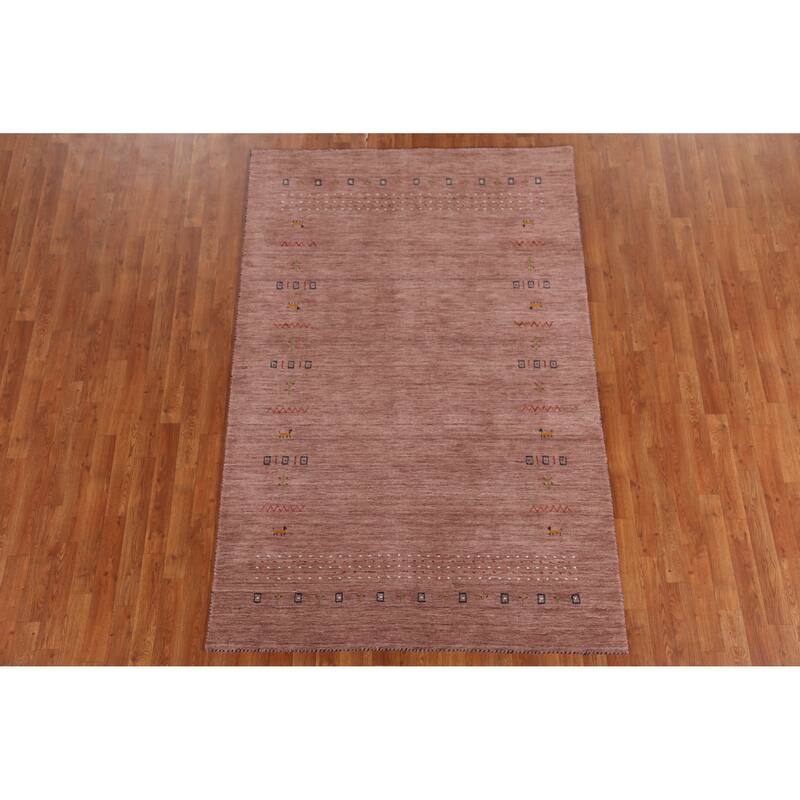 Hand Knotted Oriental 100% Wool Carpet Tribal Animal Pictorial Brown Gabbeh Area Rug - 7' 9'' X 5' 0''