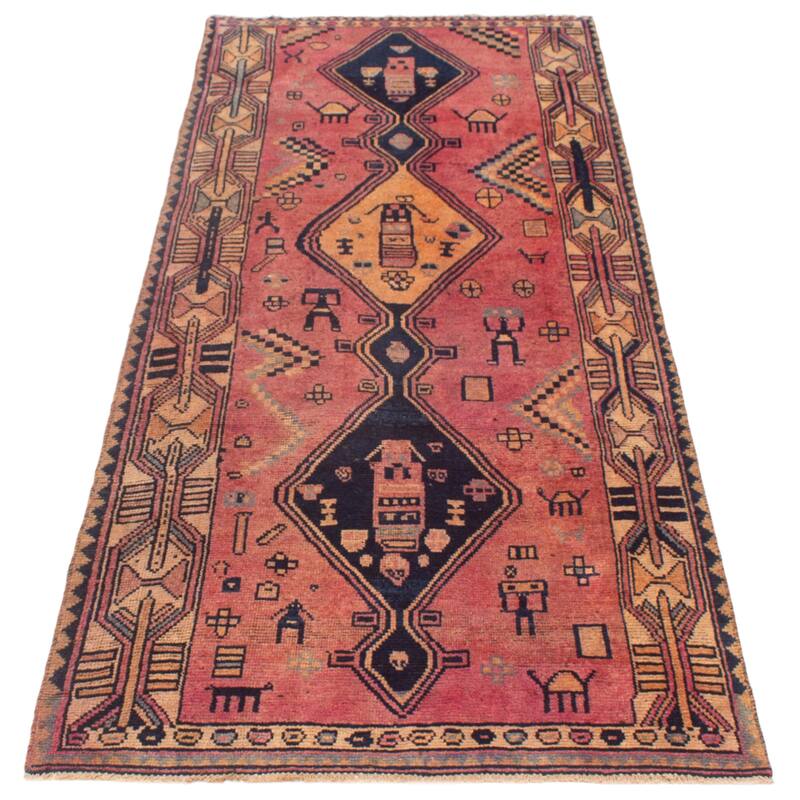 ECARPETGALLERY Hand-knotted Melis Vintage Red Wool Rug - 4'0 x 9'7