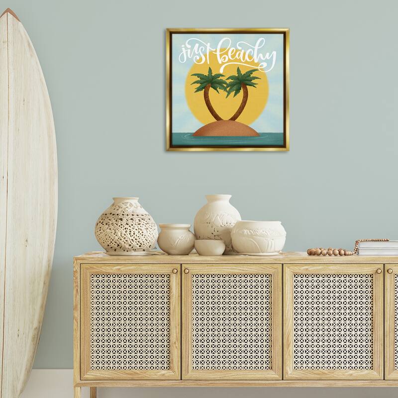Stupell Just Beachy Tropical Island Framed Floater Canvas Wall Art Design By Sarah Hickman