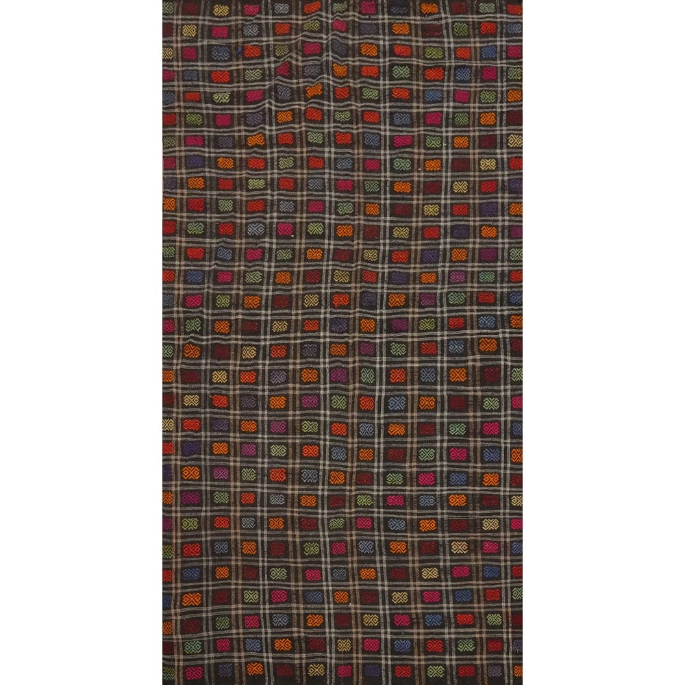 Hand Woven Oriental 100% Wool Carpet Southwestern All-Over Black Kilim Area Rug - 11' 1'' X 5' 9''