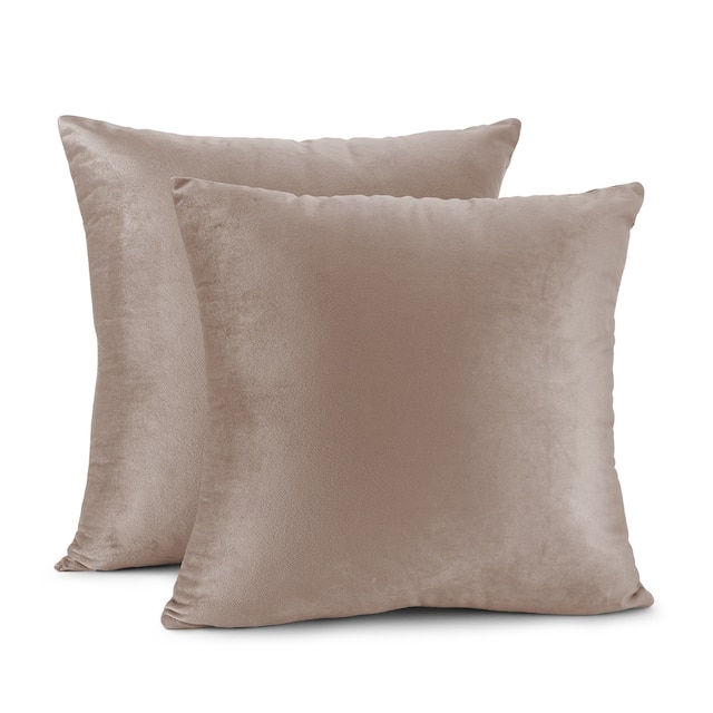 Porch & Den Cosner Microfiber Velvet Throw Pillow Covers (Set of 2) - 16" x 16" - Taupe