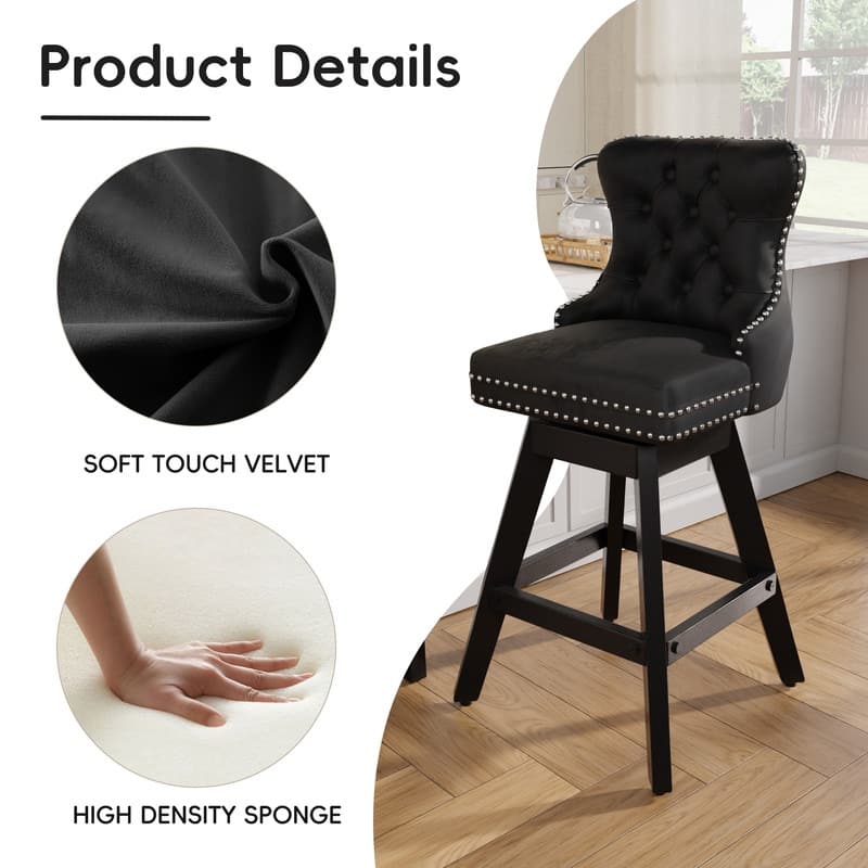 Swivel Velvet Leisure Counter Bar Stools Set of 8