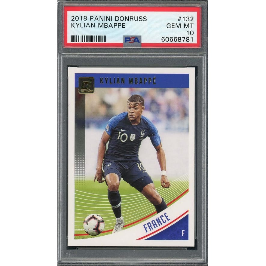 Kylian Mbappe 2018 Panini Donruss Soccer Rookie Card RC Card #132 Graded PSA 10 - 8'6" x 11'6"