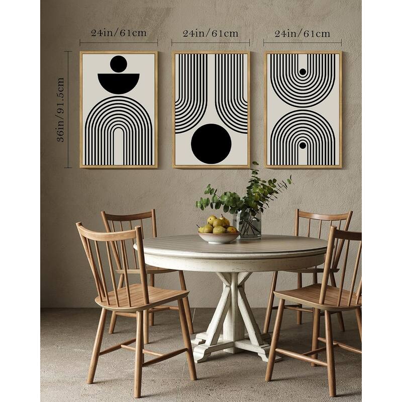 Minimalist Sun Lines Framed Canvas Painting Artwork