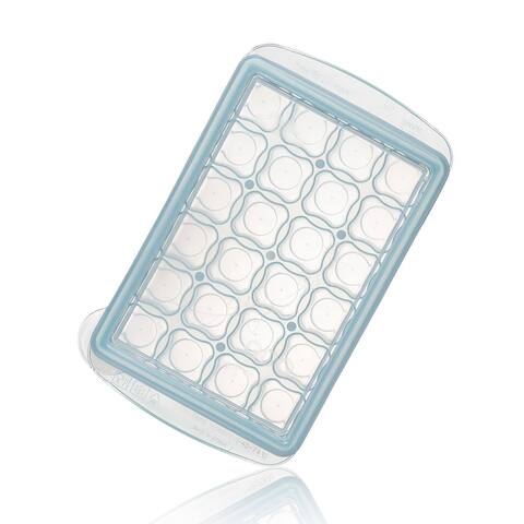 4 Pack Easily Pops Out 24 Compartments Ice Cube Tray with Lid (White / Blue)