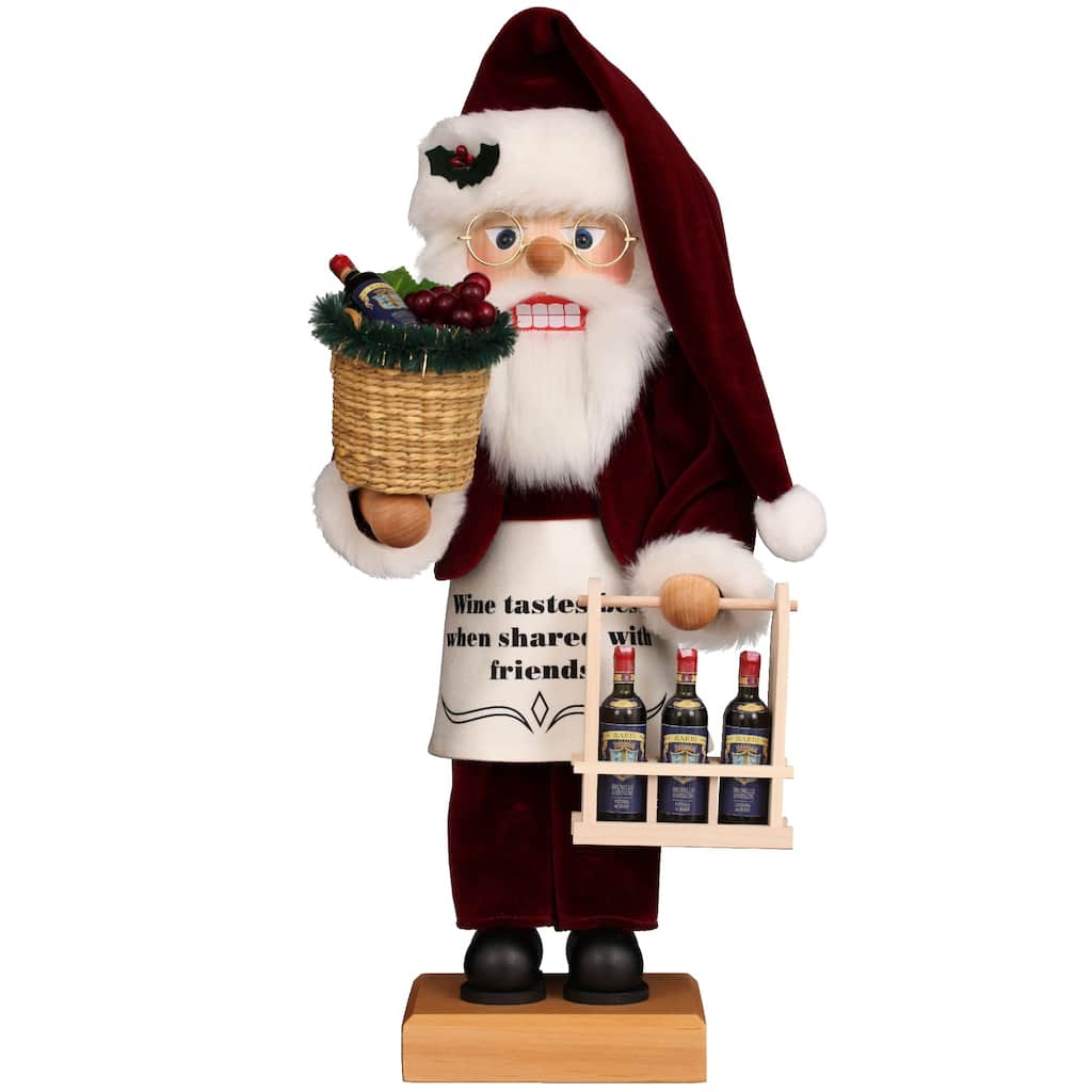 18” Wine Tastes Better When Shared with Friends Vintage Santa Christmas Nutcracker