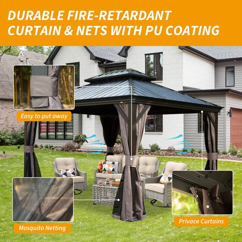 Domi Hardtop Gazebo with Galvanized Steel Double Roof and Aluminum Frame