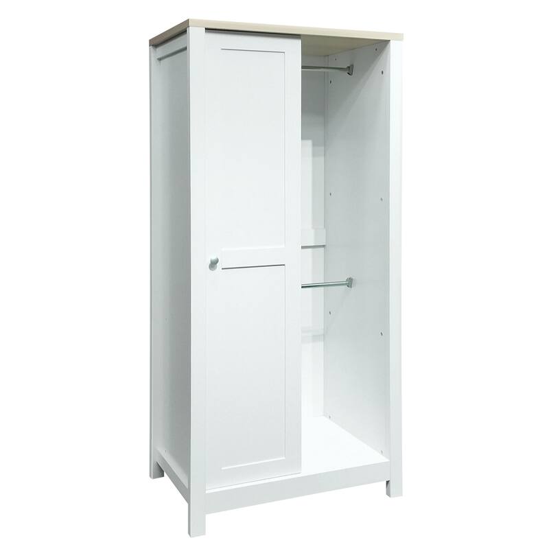 Storage Wardrobe with Hanging Rods and 2 Drawers and Open Shelves - N/A