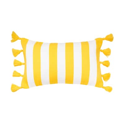 Cabana Daffodil Stripes Tassels Pillow
