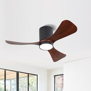 MLiAN 42 In. 3 Blades Indoor Flush Mount Ceiling Fan with Light Kit and Remote - 42"