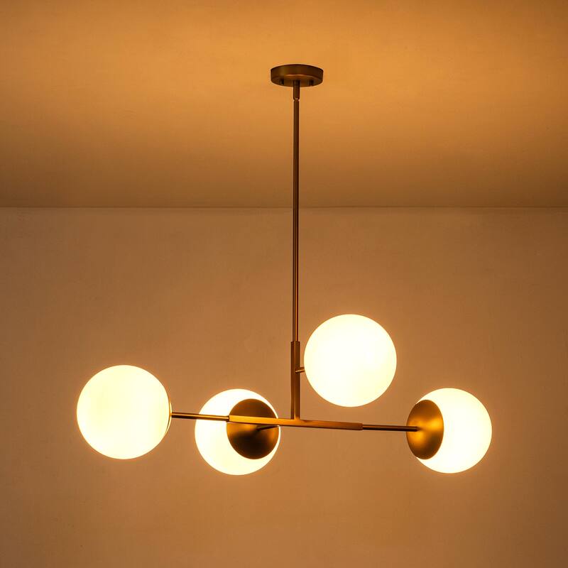 4 - Light Dimmable Gold Sputnik Modern Linear Globe Chandelier Kitchen Island Pendant Light - W41.73"