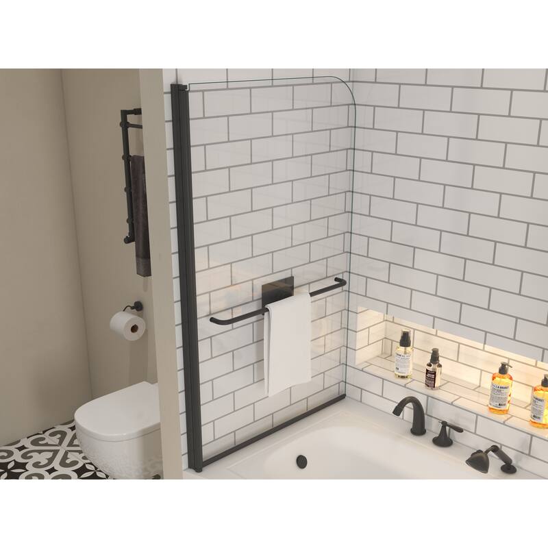 Bath tub Pivot shower screen - Black