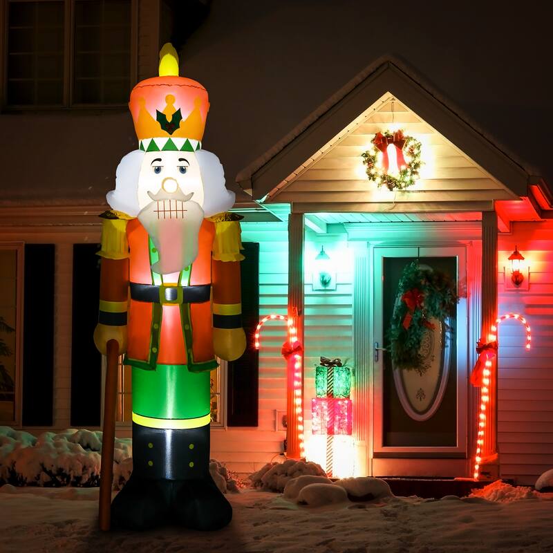 HOMCOM 8' Inflatable Christmas Nutcracker Soldier with 4 LED Lights, Blow-Up Outdoor LED Yard Display, Waterproof - Multi-color