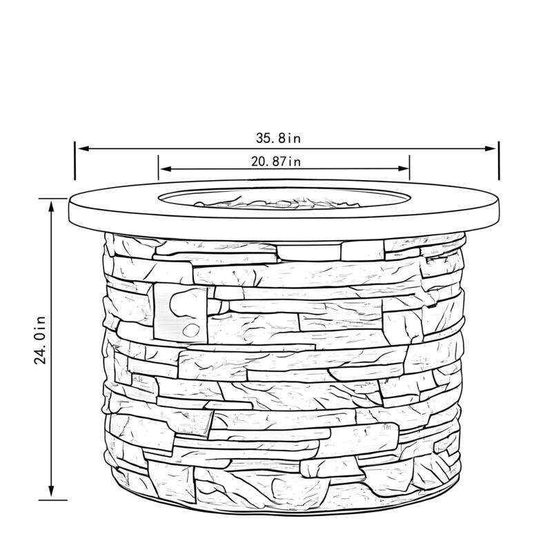 GDFStudio - Modern Outdoor 36'' Propane Gas Fire Pit Table with Hidden Tank Storage & Removable Steel Lid, Cover Included