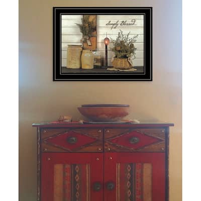 TrendyDecor4U Farmhouse "Simply Blessed" Framed Print Wall Art by Susan Boyer