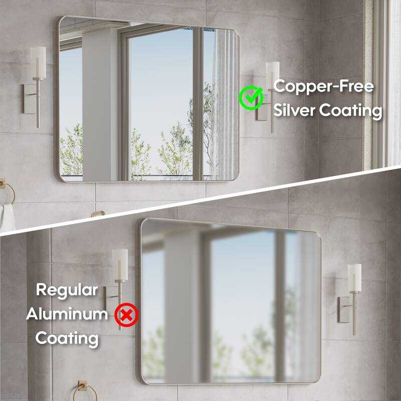Modern Bathroom Rectangular Wall Mounted Anodized Aluminum Framed Vanity Mirror
