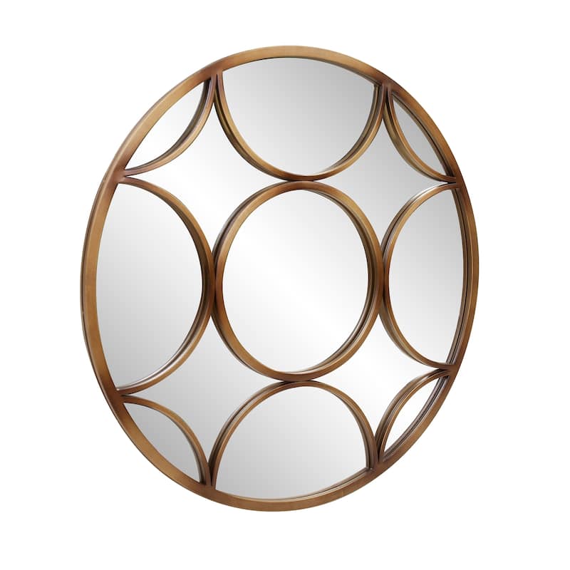 Allan Andrews Round Wall Mirror with Circular Design and Bronze Metal Frame - 32D x 3/4T