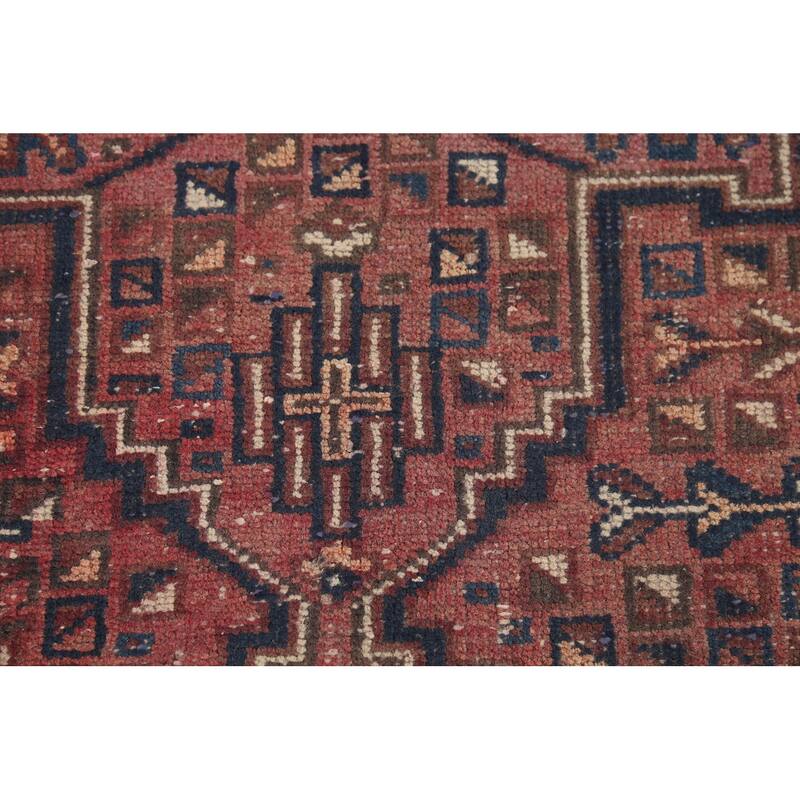 Geometric Sirjan Persian Vintage Area Rug Handmade Wool Carpet - 6'7"x 9'7"