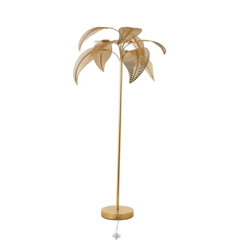 Metal Tree Table Lamp or Floor Lamp with Round Base - Gold - Roche River Decor